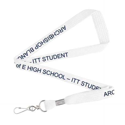 Customize Tubeless Lanyard with England Hook  (Polyester | Screen Printed) - White