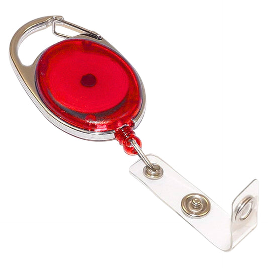 Premium Oval Shape Retractable Yo-Yo Clip for ID Card Holder (Red)