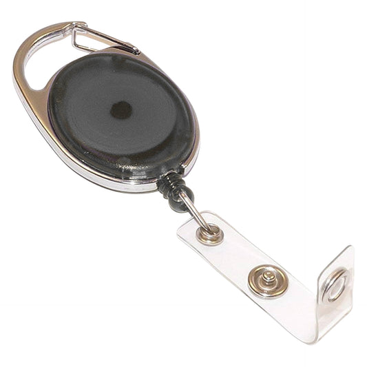 Premium Oval Shape Retractable Yo-Yo Clip for ID Card Holder (Black)