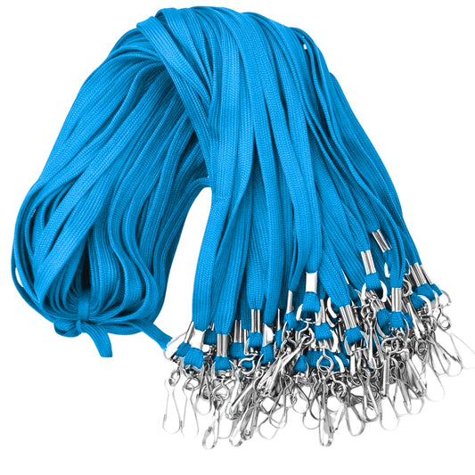 Tubeless Flat Lanyard with England Hook – Sky Blue (Set of 100 Qty)