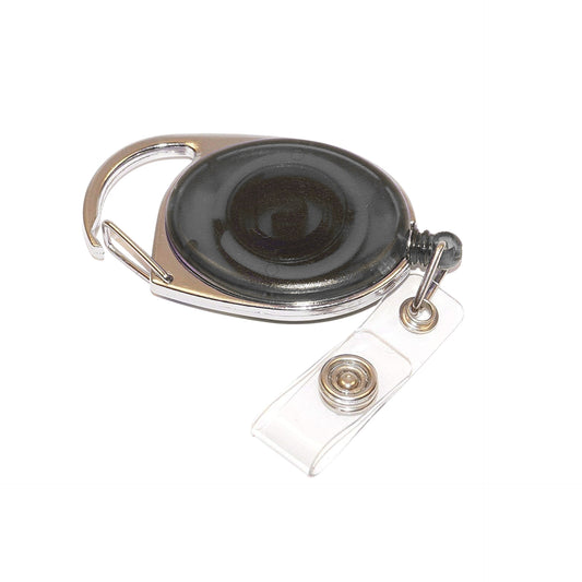 Premium Oval Shape Retractable Yo-Yo Clip for ID Card Holder (Black)