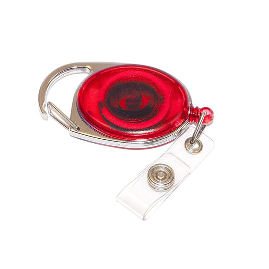 Premium Oval Shape Retractable Yo-Yo Clip for ID Card Holder (Red)
