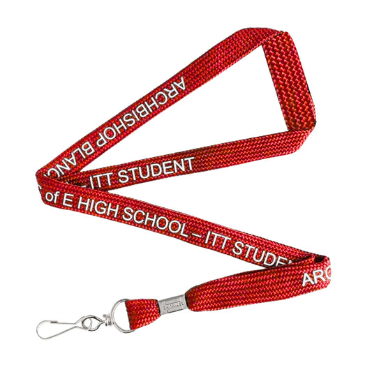 Customize Tubeless Lanyard with England Hook  (Polyester | Screen Printed) - Red