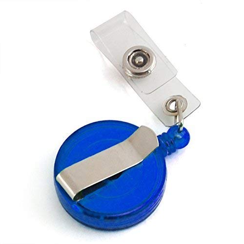 Premium Round Shape Retractable Yo-Yo Clip for ID Card Holder (Blue)