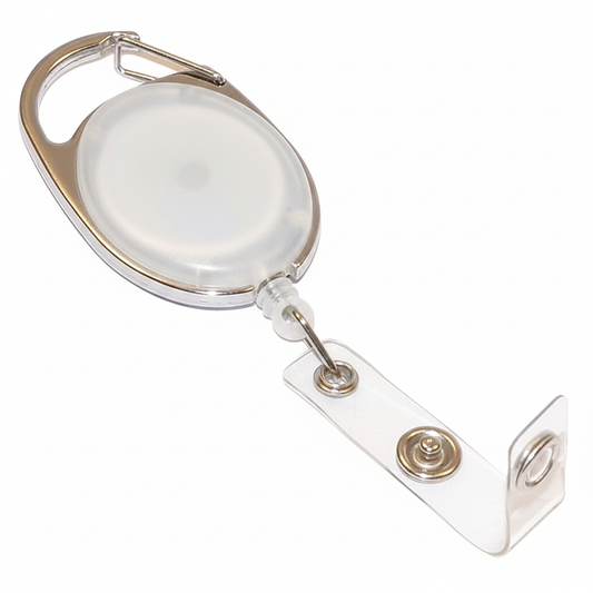 Premium Oval Shape Retractable Yo-Yo Clip for ID Card Holder (White)