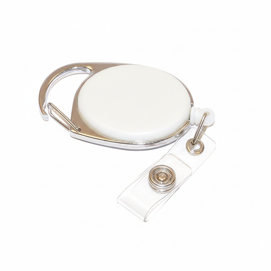 Premium Oval Shape Retractable Yo-Yo Clip for ID Card Holder (White)
